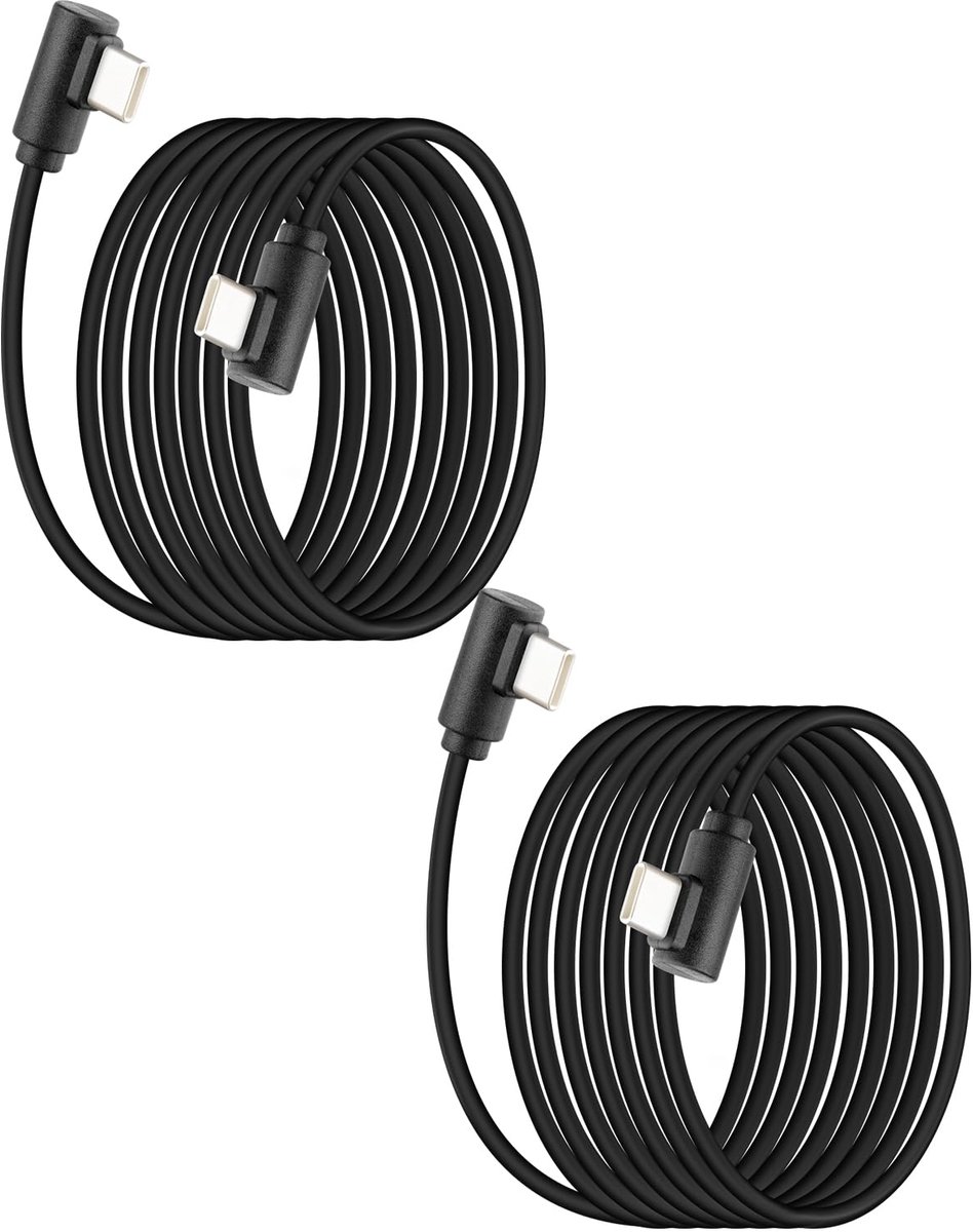 Oplaadkabel 60W Dual Angle 90° USB C - Set van 2, 1m - Ruimtebesparend ontwerp - Geschikt voor telefoon en tablet - ShopVlot