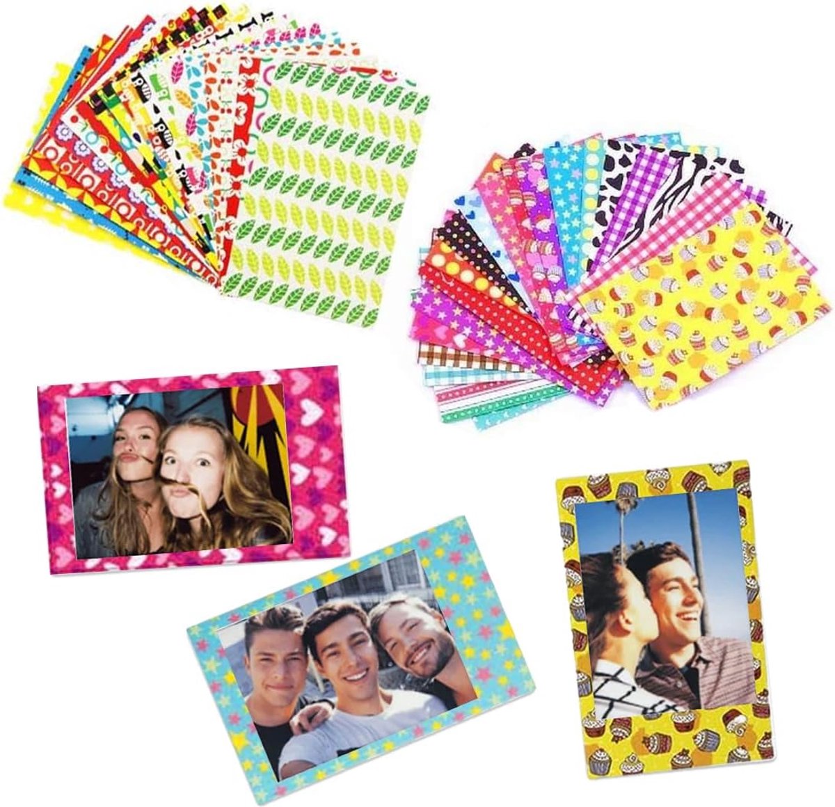 Foto frame stickers 40 stuks - kleurrijke patronen - zonder lijmresten - ideaal voor het decoreren van foto's - ShopVlot