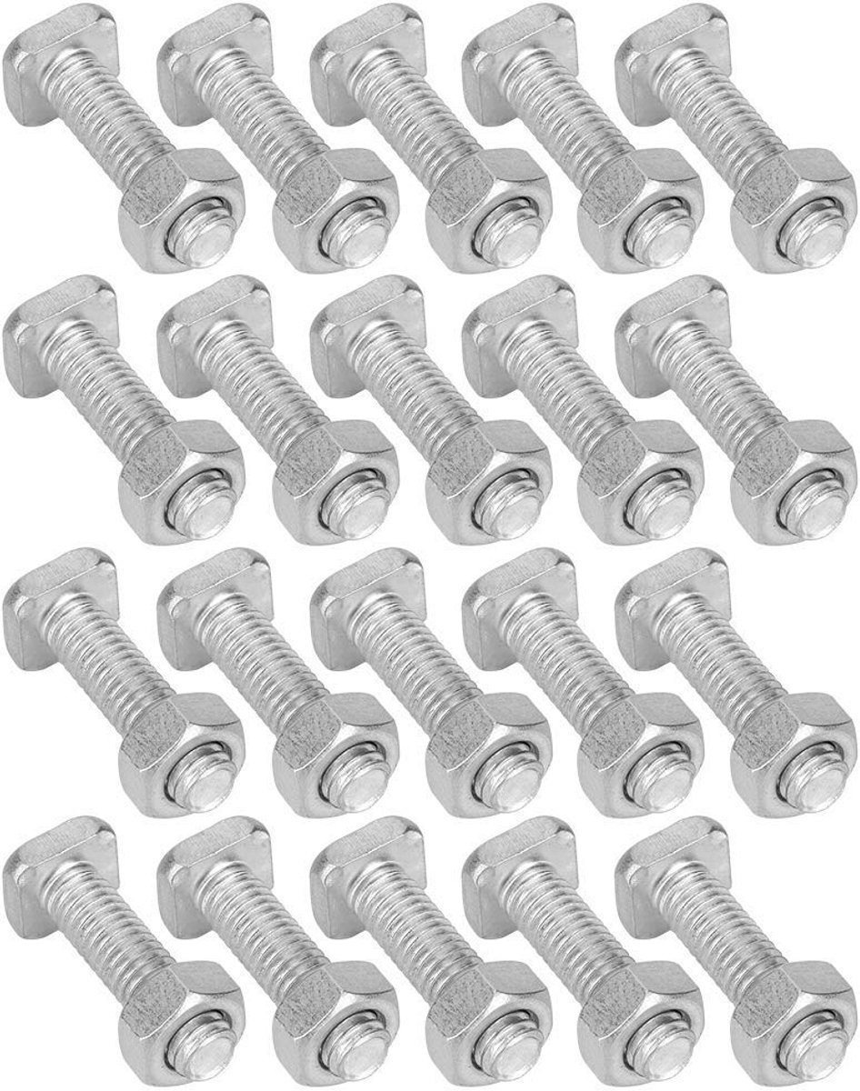 Kwekas Nuts en Bolts Set 22mm M6x22 - Aluminium - Voor constructie en onderhoud van kassen - 20 stuks - ShopVlot