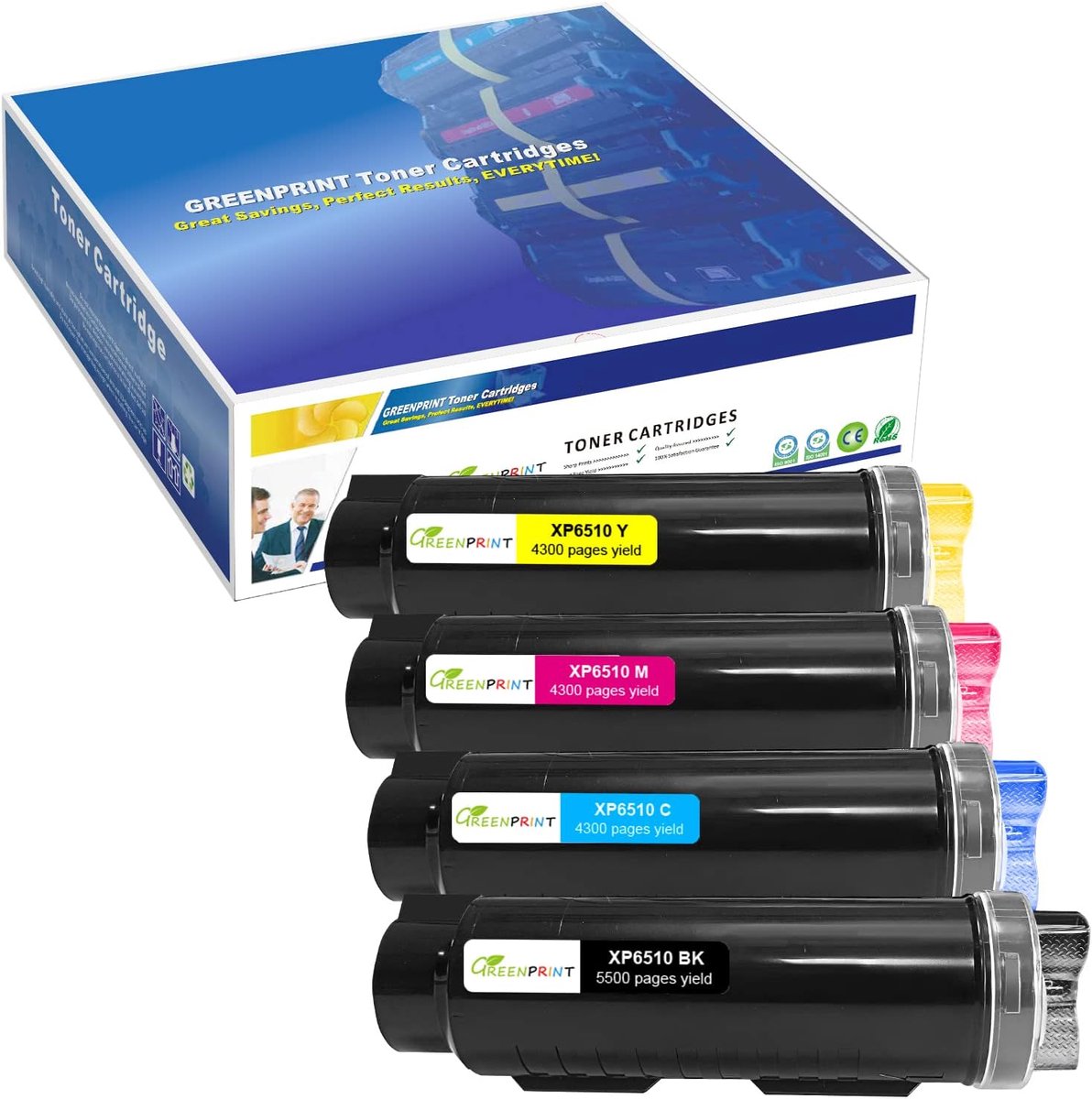 Tonercartridges 4 kleuren 6510 6515 - extra hoge capaciteit - 5500 pagina's zwart, 4300 pagina's CMY - ShopVlot