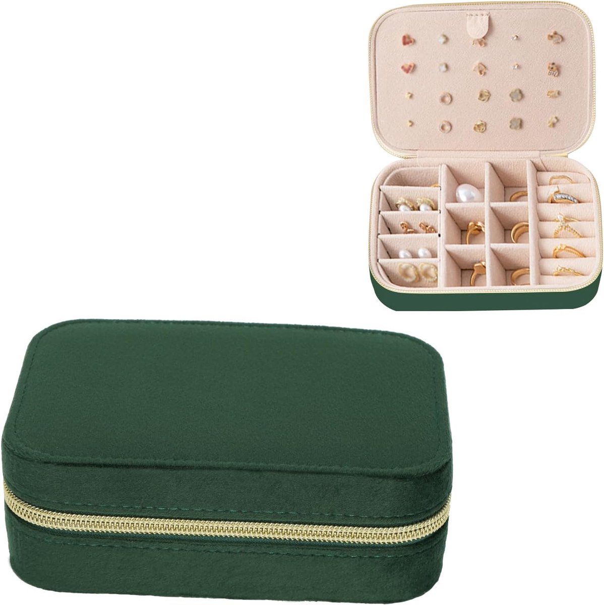 Sieradenbox mini - Velvet - Ritsluiting - Ideaal voor reizen - ShopVlot