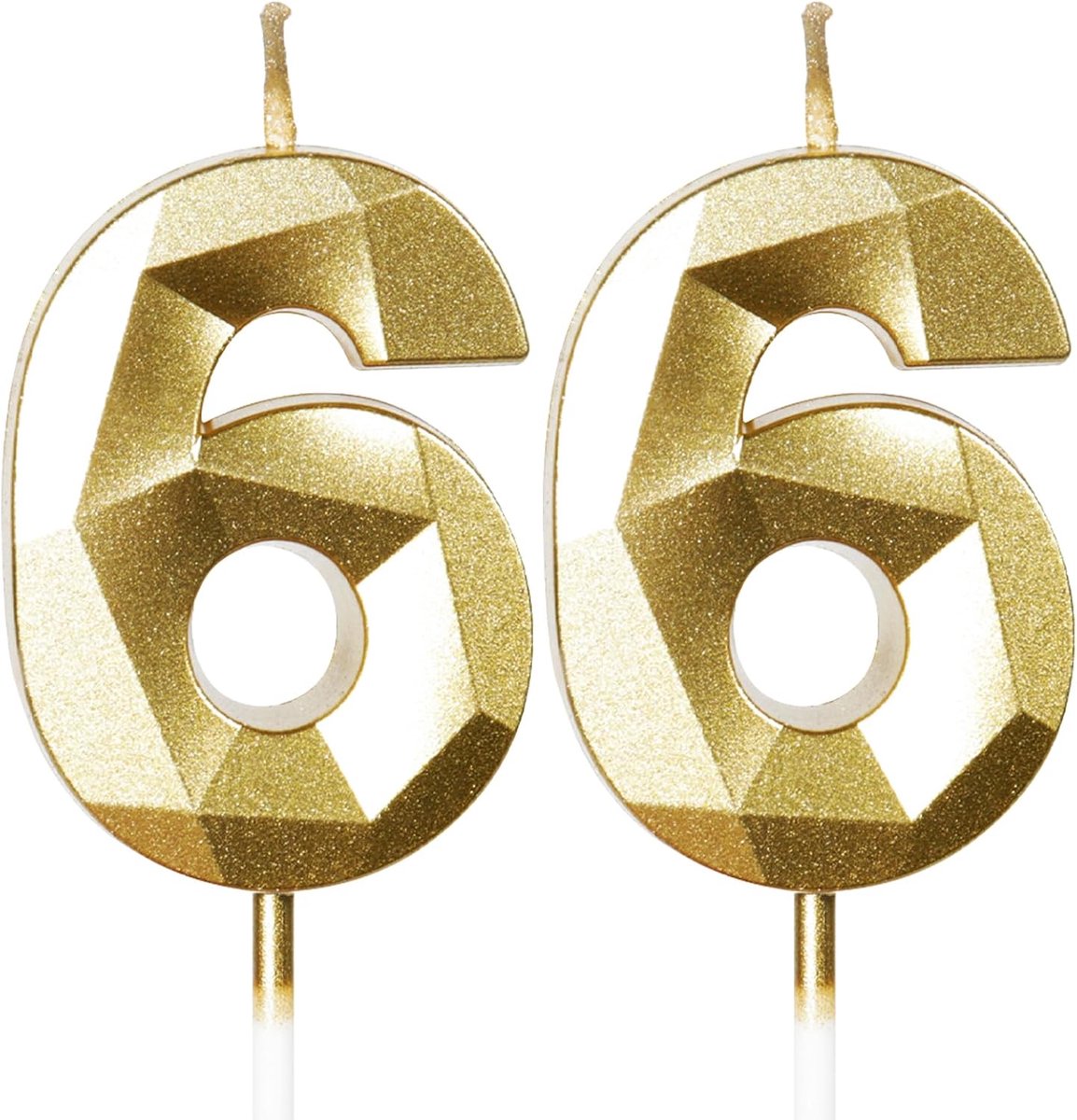 Jarencandles 66 jaar - Gouden nummer 66 - Cake topper - Voor verjaardag en jubileum - ShopVlot