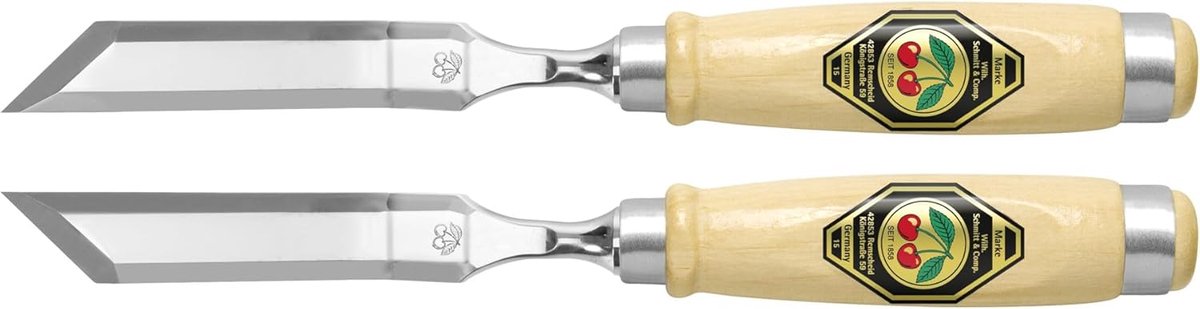Stabbeitelset gebogen 12 mm - beukenhout - afgeschuind - ideaal voor houtbewerking - ShopVlot