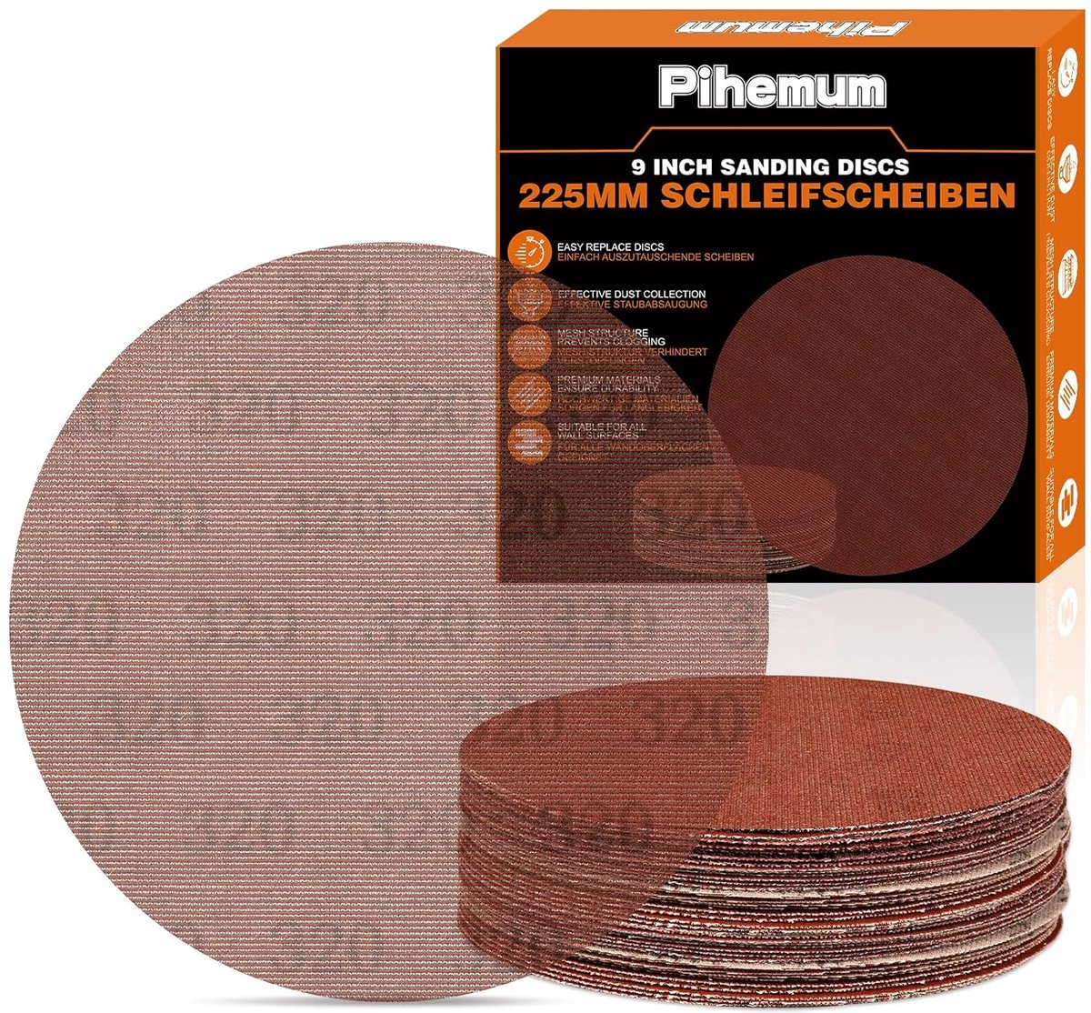 Schuurschijven 225 mm - Korrel 320 - Gaasconstructie - Efficiënte stofafvoer - ShopVlot