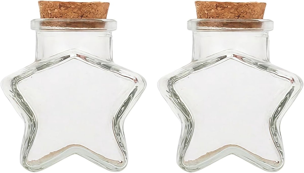 Mini glazen stervormige flesjes 65ML - met kurk - decoratief en compact - perfect voor wensen - ShopVlot