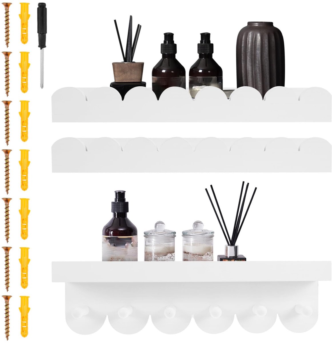 Zwevende planken 40 cm - Houten planken - Geschulpte randen - Decoratieve wandopslag voor kinderkamer - ShopVlot