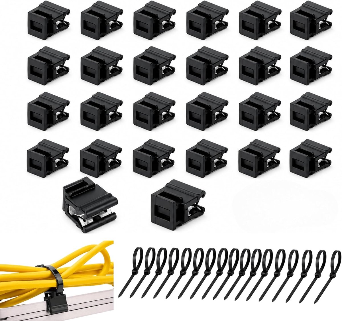 Kabelbinderhouders 20 stuks - Zwart - Robuust en trillingsbestendig - Ideaal voor kabelbeheer - ShopVlot