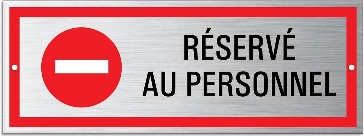 Bord personeel 175 x 65 mm - aluminium - 2-voudig geperforeerd - weerbestendig en uv-bestendig - ShopVlot