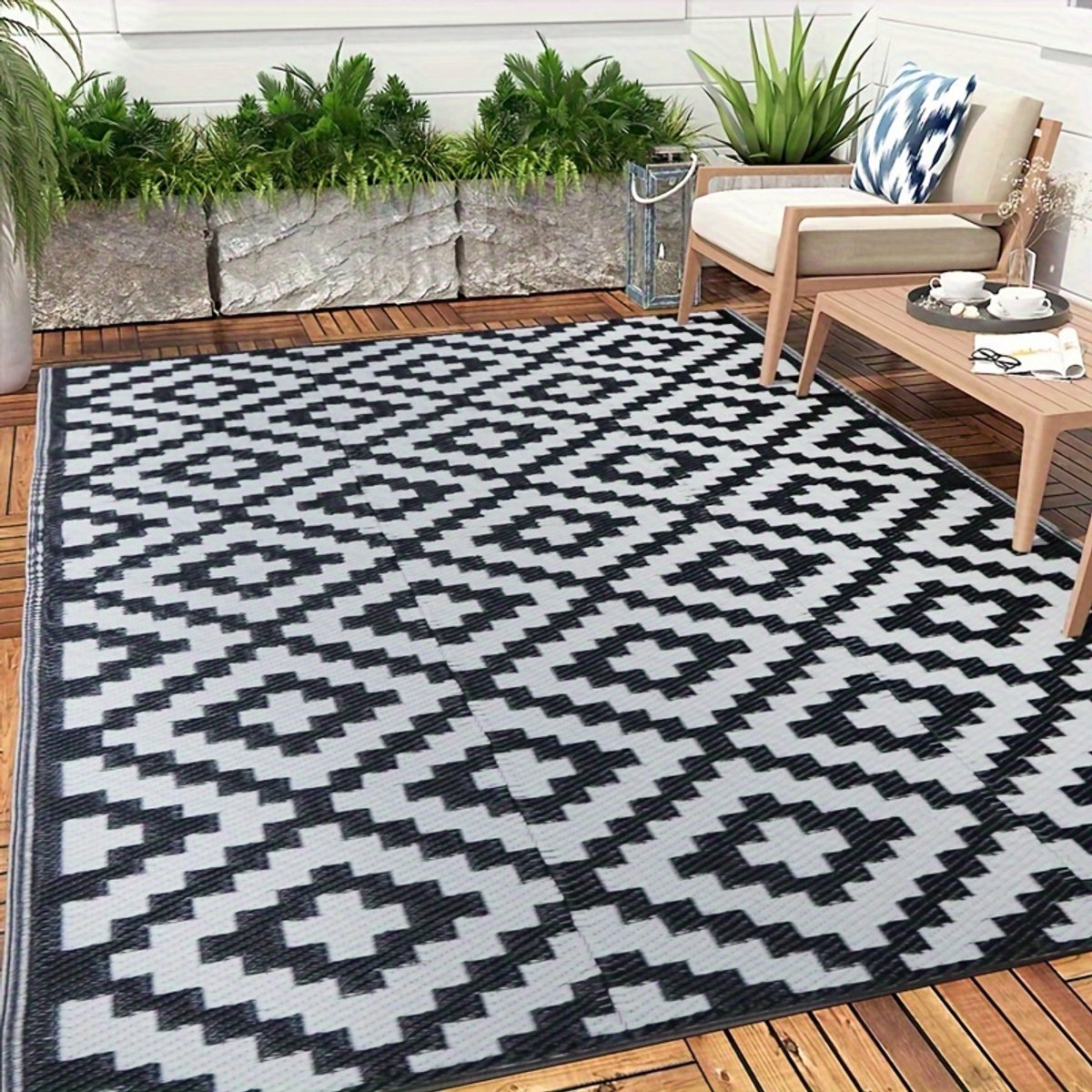 Dutchers® Dubbelzijdig Buitentapijt – Opvouwbaar Outdoor Kleed - Buitenkleed - Vloerkleed buiten - Tuinkleed - Terraskleed – Lichtgewicht & Draagbaar – Voor Camping, Camper, Terras, Tuin & Picknick — cadeau in Sport & Outdoor - foto 2