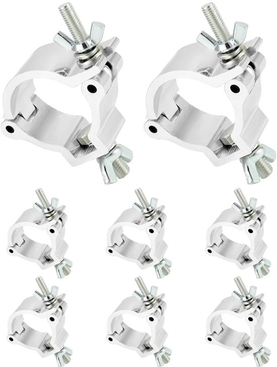 8 Pack Traverse Clamps - 48-51mm - 100kg Capaciteit - Aluminiumlegering Klemmen voor Stage Lights Spotlights Moving Head Lighting