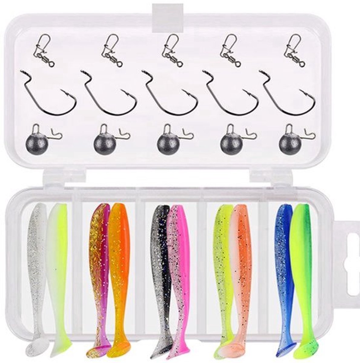 Visgerei Tackle Set - Inclusief Zachte Aas, Wormhaken, Vissen Gewichten, Swivel Snap - Voor Zoet- en Zoutwater