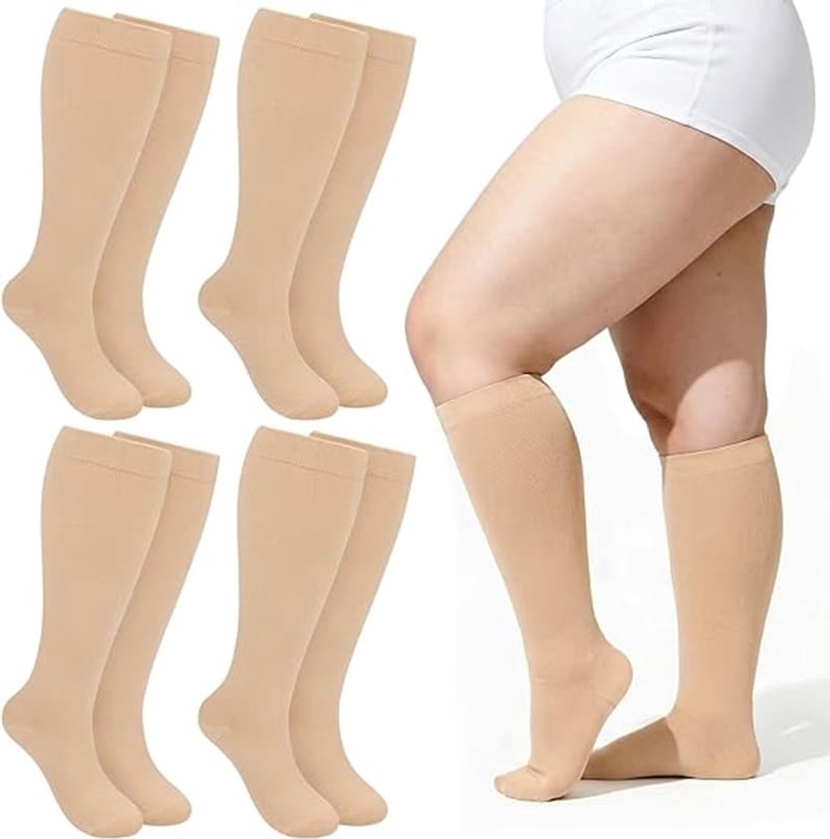 Compressiesokken (8 paar per verpakking) - Plus size (2XL) - Compressiesokken - Steunsokken - Hardloopsokken - Sportsokken - Kniehoge sokken - Momenteel verkrijgbaar