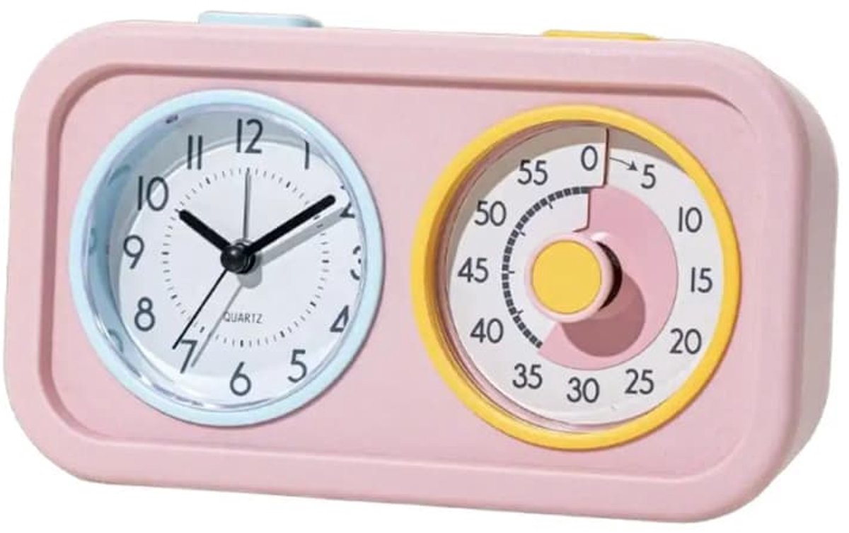 Stille timer voor kinderen, display met twee schermen, visueel tijdmanagement, wekker voor studeren, huiswerkherinnering, afteltimer, leermiddel, groothandel.