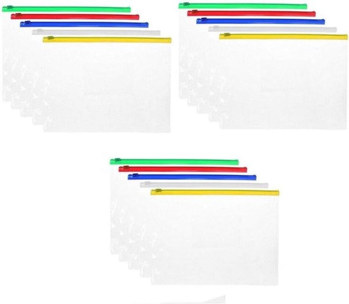 20 stuks transparante A5 plastic portemonnees met ritssluiting - 240 x 180mm - Wit