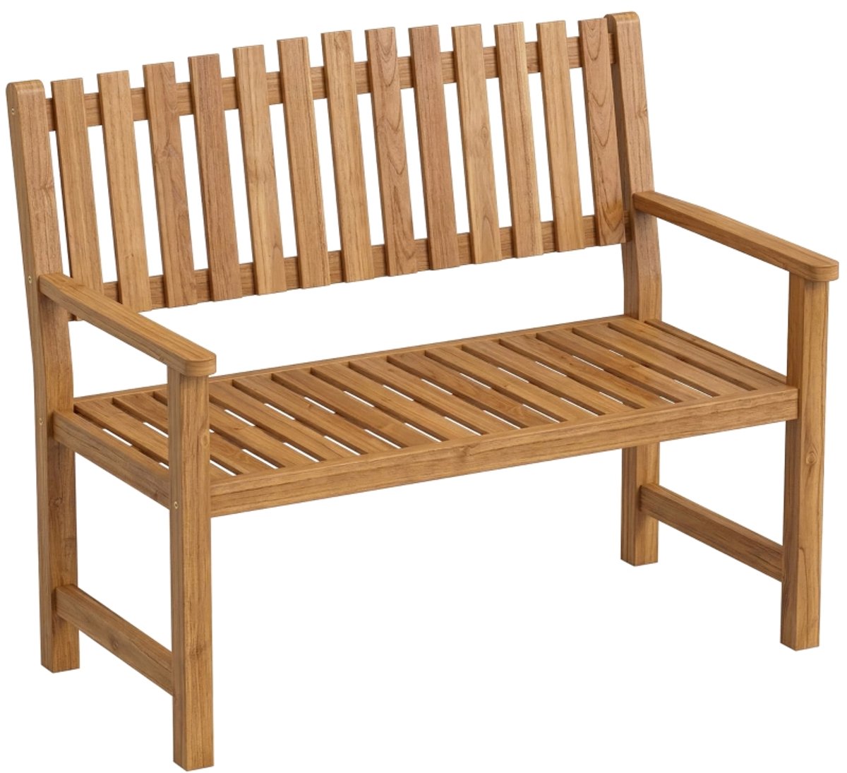 Tuinbank voor buiten 112x64x92 cm Houtkleur Hout tweepersoons bank met armleuningen relaxstoel en zitbank eenvoudig ontwerp stabiel duurzaam voor balkon terras en tuin zithoek