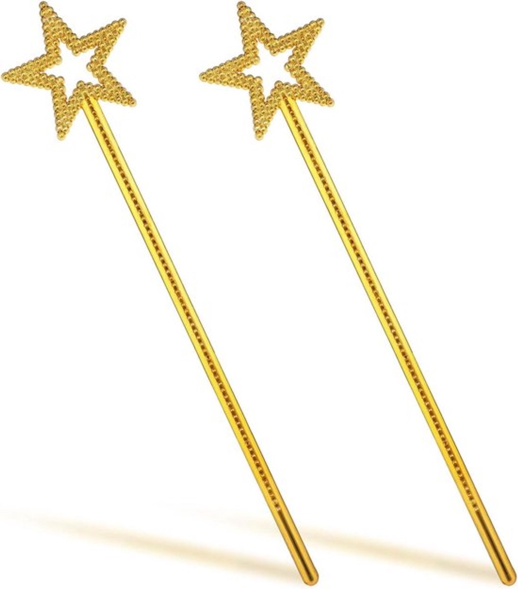 Set van 2 prinses toverstaven met glitter en ster, ideaal als kostuumrekwisiet voor cosplay en verjaardagsfeestjes, kleurrijke decoratie en speels plezier