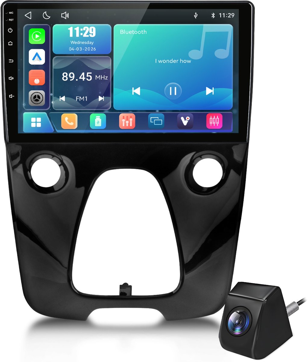 Cestovet Autoradio - Geschikt Voor Toyota Aygo / Citroen C1 / Peugeot 108 - Apple Carplay & Android Auto - Bluetooth & Wifi - LINUX System -achteruitkijkcamera
