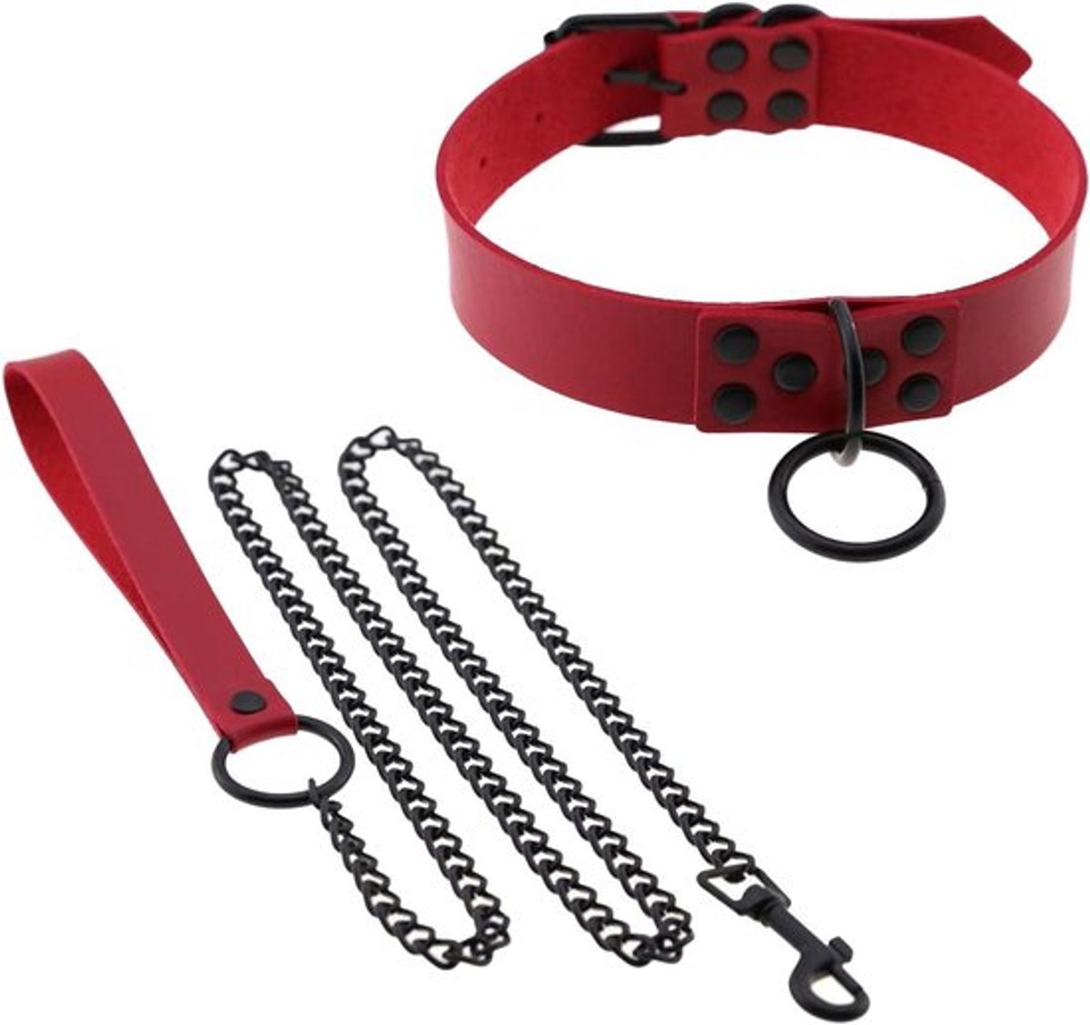 SVG commerce Zachte rode punker choker van PU-leer met O-ring - Verstelbare gothic halsband voor man en vrouw, Halloween accessoire
