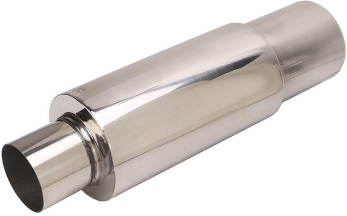 Uitlaatdemper, roestvrijstalen uitlaatdemper met resonator, 2,5 inch inlaat en 3,5 inch uitlaat, universeel voor auto's