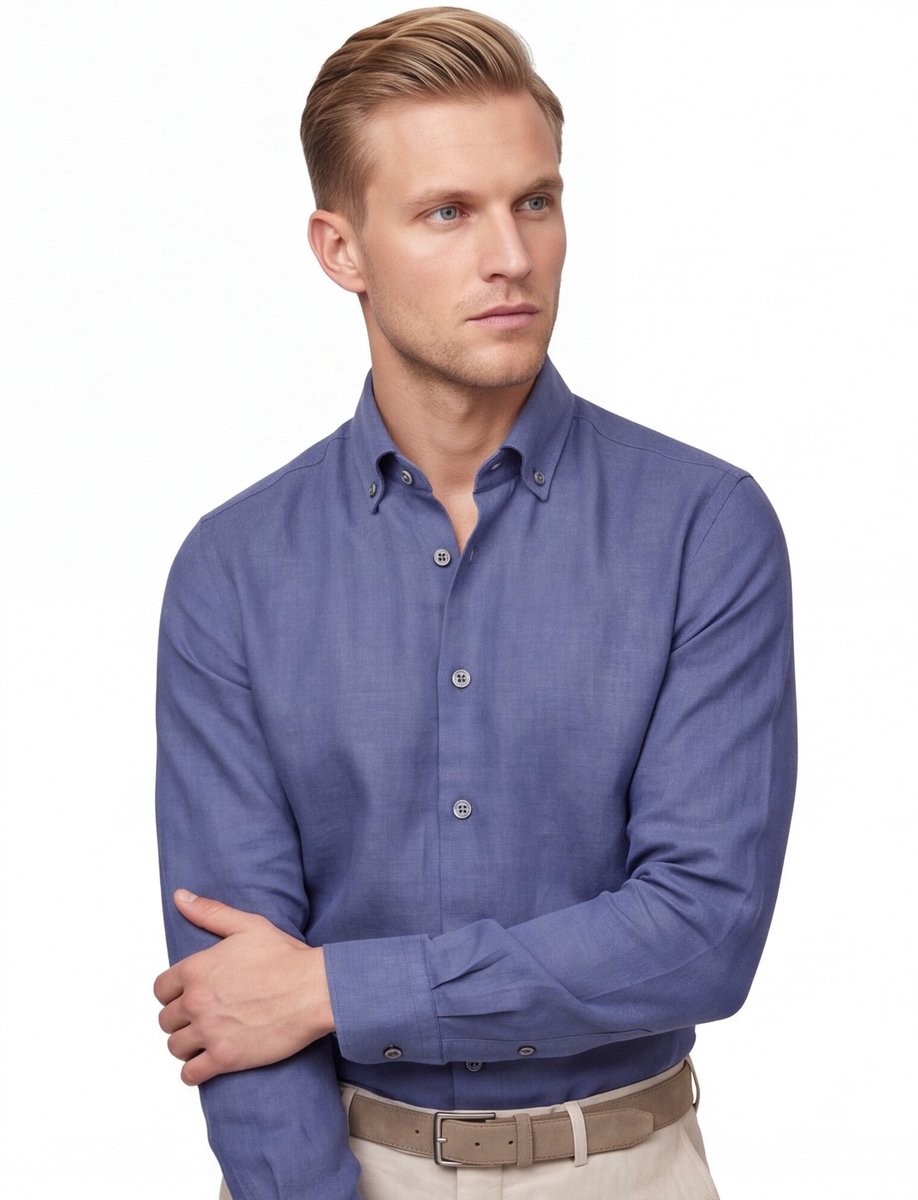 Ledub business overhemd donkerblauw