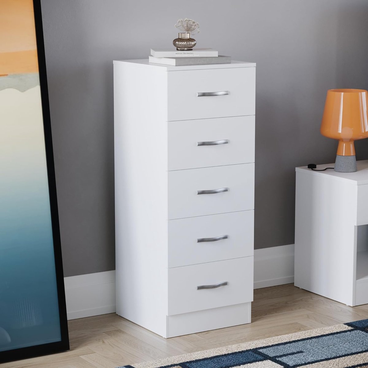 Narrow chest 5 lades - wit - moderne uitstraling - ideaal voor slaapkameropslag - ShopVlot
