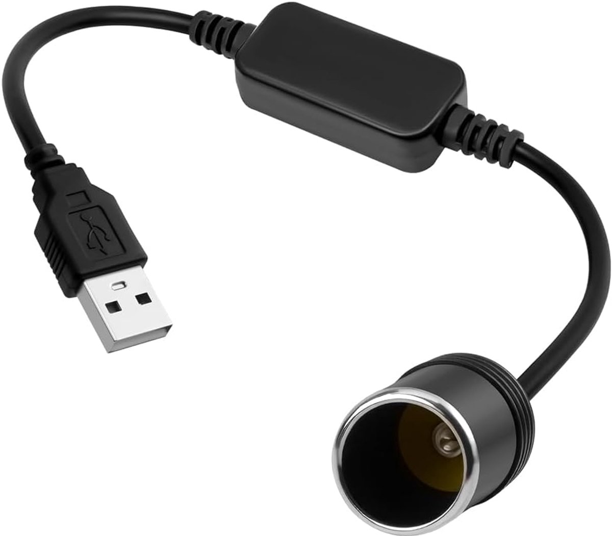 SnelShoppen - 5V USB A Plug naar 12V Sigarettenaansteker Adapter voor Auto, USB naar Sigarettenaansteker 12V Converter voor Dashcam, Rij Recorder DVR,