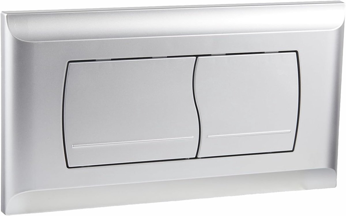 SnelShoppen - Bedieningsplaat WC-reservoir met stangen-set en montageframe, Dubbele spoeling, 340x185 mm, Mat Zilver, Geberit compatibel