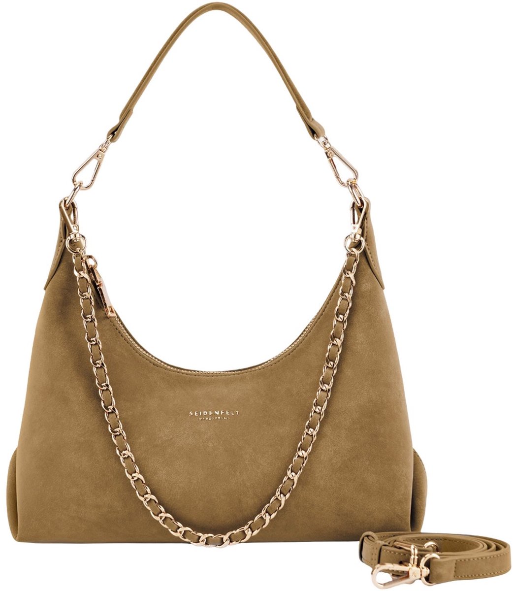SEIDENFELT MANUFAKTUR schoudertas Rena Midi Hobo Bag Fudgy Caramel Lichtbruin