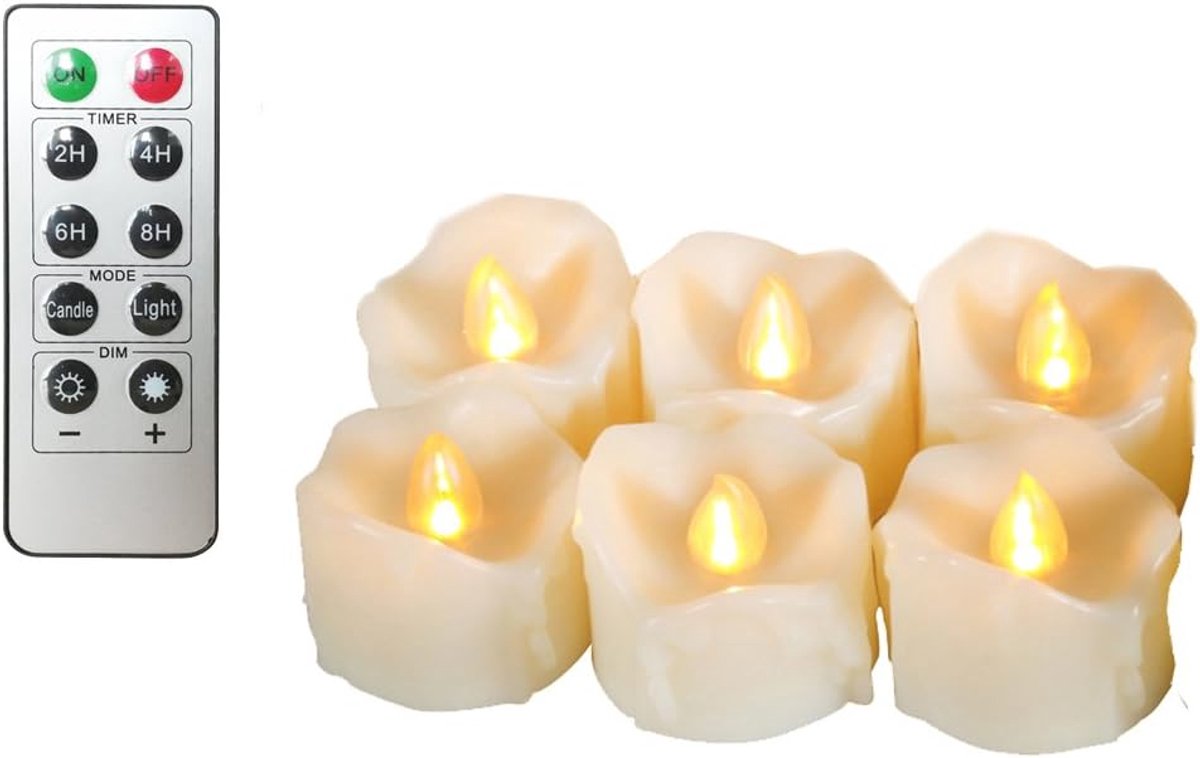 LED Theelichten met Timer en Afstandsbediening - Realistische Flameless Kaarsen - Veilig voor Kinderen en Huisdieren - ShopVlot