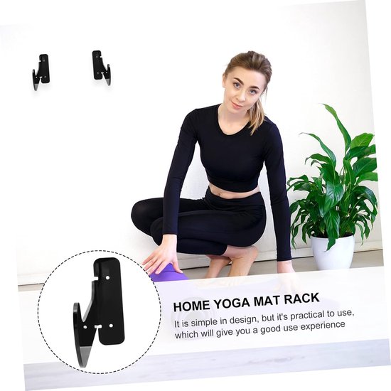 Yoga Mat Wandrek - Mat Houder - Yoga Opbergen - Ruimtebesparend Ontwerp - 22.4x11.5cm - Zwart — afbeelding 2