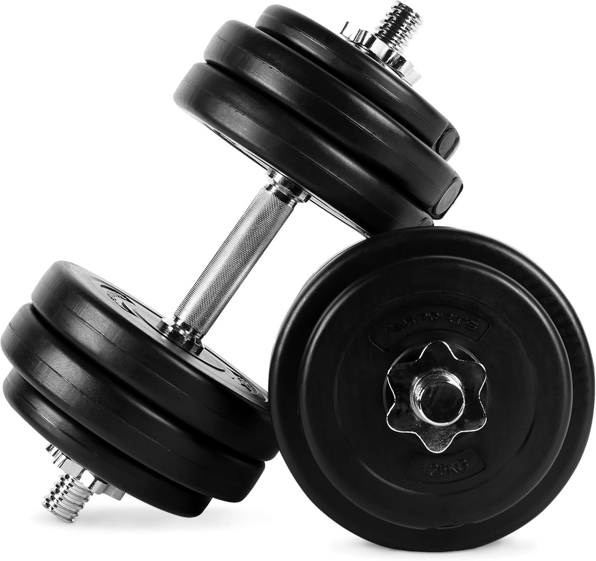 Dumbbell set 20 kg of 30 kg - premium staal - knurled dumbbell bars - ideaal voor thuis training - ShopVlot