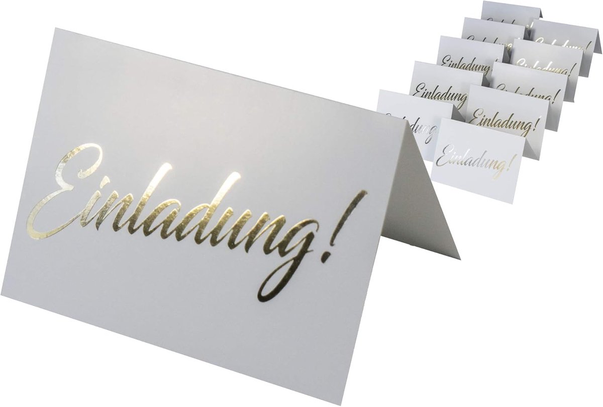 Uitnodigingskaarten 10 Stuks - Wit met Gouden Embossing - Voor Verjaardag of Bruiloft - DIY Ontwerp - ShopVlot