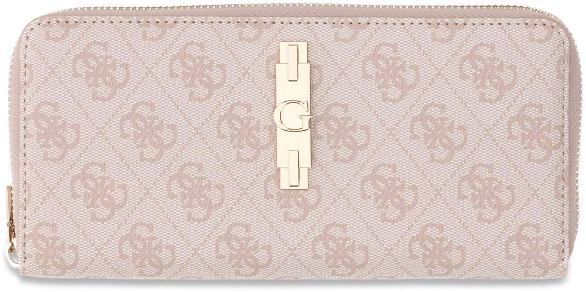 GUESS portemonnee Yvonne Logo SLG Large Zip Around Wallet Stone Logo beige