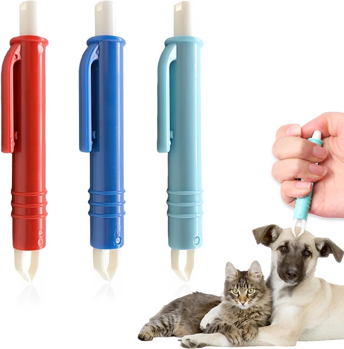 Tekenverwijderingsset voor honden en katten - set van 3 pincetten - handig voor elke situatie - ShopVlot