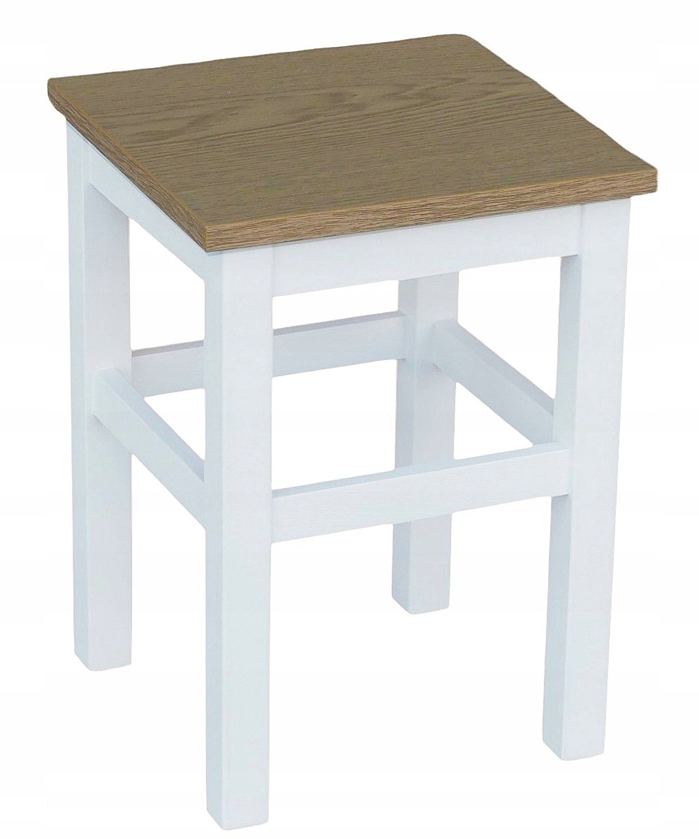 Moderne Keukentabouret Wit met Licht Eiken Zitting - 45 cm Hoog