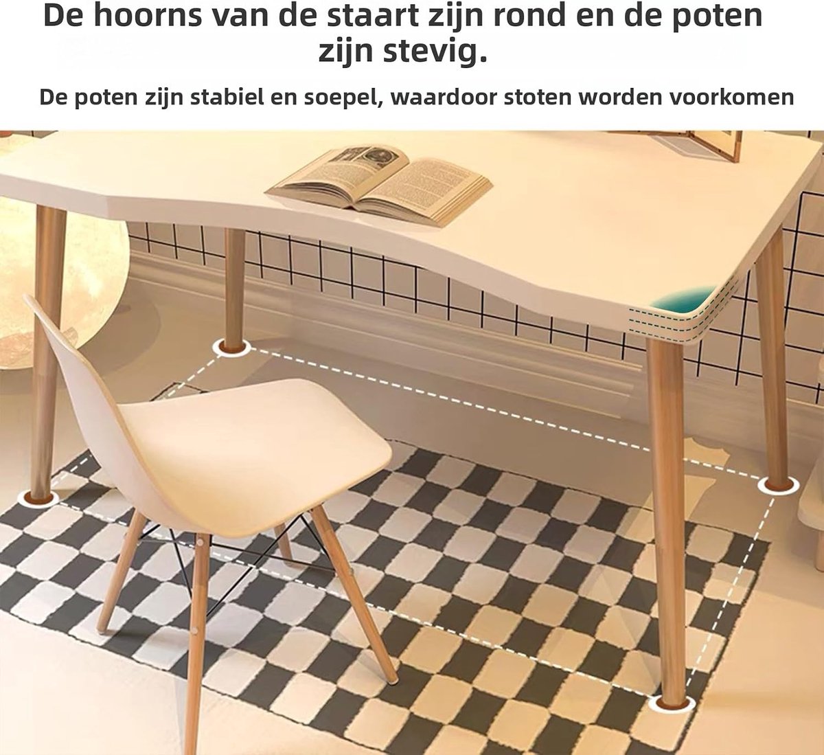 Computerbureau Modern - Schrijftafel Studiebureau - Thuiswerken Kantoor - Ergonomisch Gebogen Rand - 100x50cm - Wit thumbnail 5