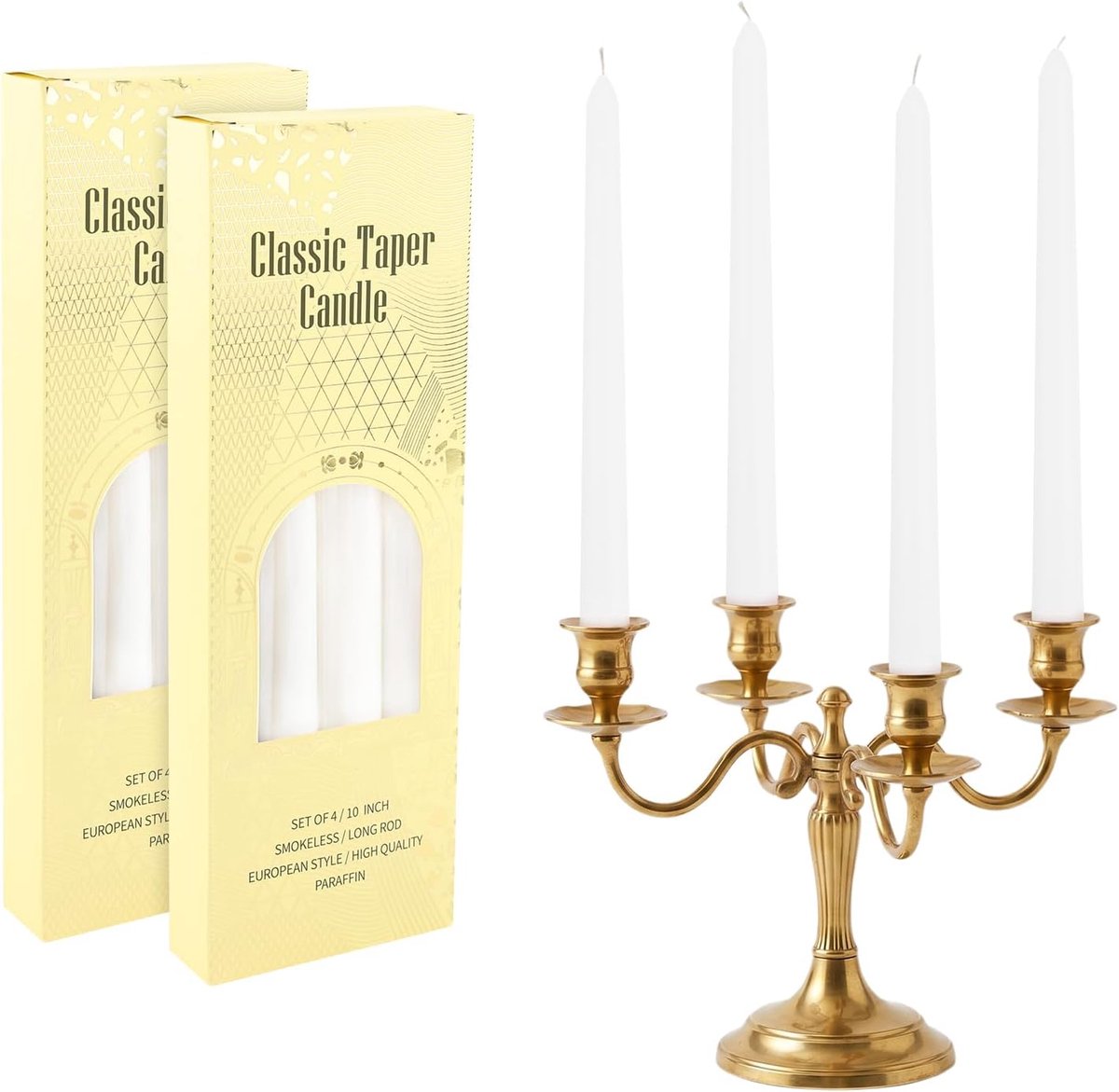 Lange conische kandelaars 25 cm - witte kaarsen - moderne Morandi-kleuren - sfeervolle decoratie - ShopVlot