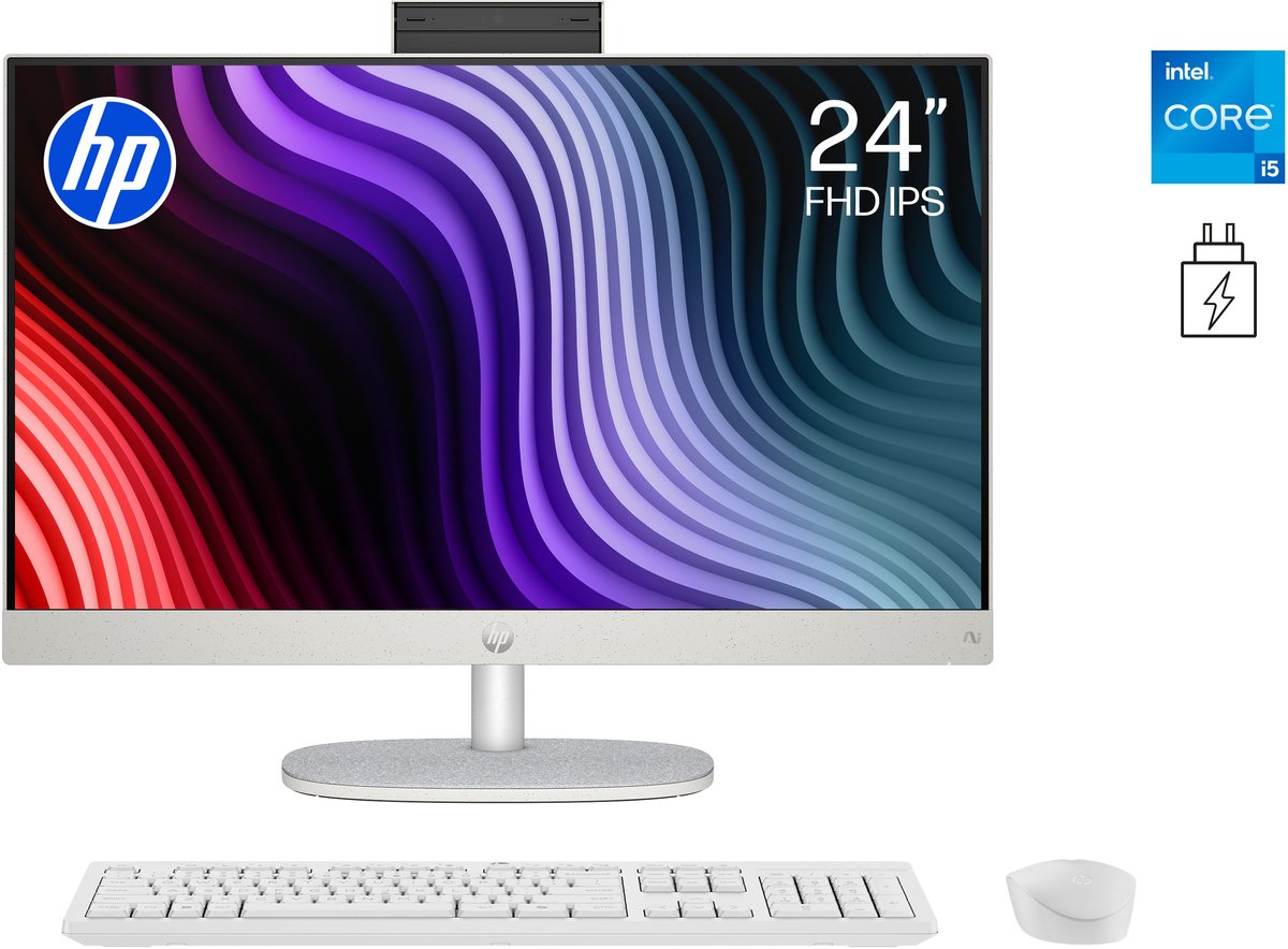 HP 24-cr0750nd All-In-One - 23.8'' FHD IPS - Intel Core i5-1335U - 16 GB DDR4 - 512 GB SSD - Windows 11 Home - Incl. Bedrade Muis en Toetsenbord