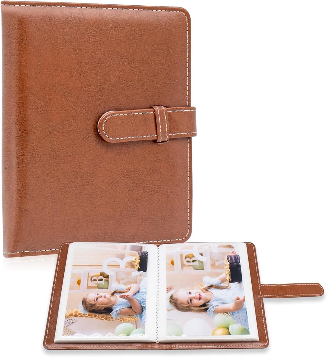 Fotoalbum 10 x 15 foto's - 68 compartimenten - premium vegan leren cover - ideaal voor het bewaren van herinneringen - ShopVlot