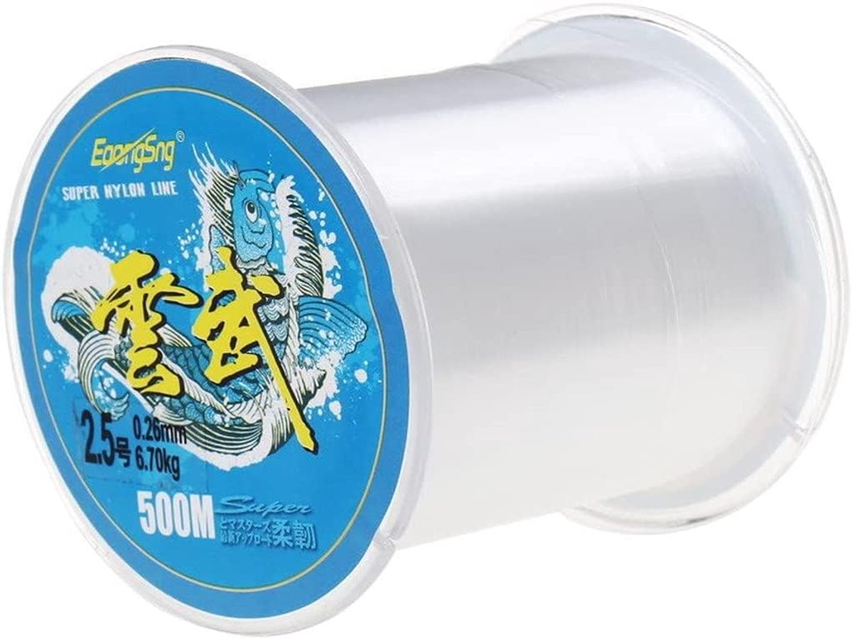 SnelShoppen - 500m Nylon Fishing Line - Duidelijke en Onzichtbare Vislijn - 0.25mm Diameter - Ideaal voor Vissen, DIY Accessoires en Bead String Proje