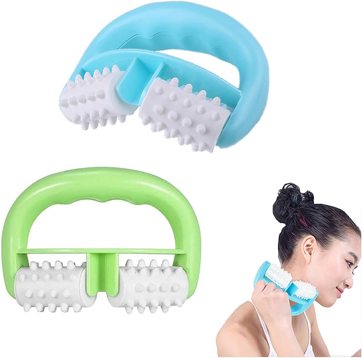 Massage roller set van 2 - D-vormige grip - Anti-cellulite en huidverbetering - ShopVlot