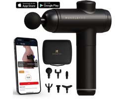 MusclePro Lite - 7.4V massage gun Incl. app - inclusief koffer- professioneel massage apparaat - massage pistool - spier massage - sport massage - 6 mondstukken - 99 snelheden - zwart - krachtig en draadloos