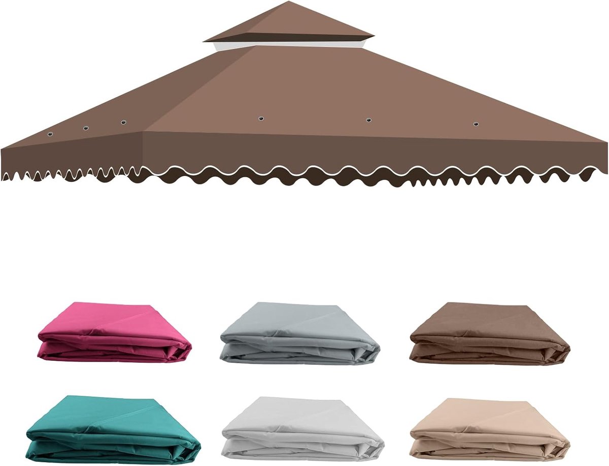 Vervangend dak gazebo 3 x 3 m - waterdicht dubbel dak - UV-bestendig - ideaal voor buitengebruik - ShopVlot
