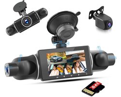 Dashcam Full HD 1080P - 360° vierkanaal camera - 2.4 inch scherm - Nachtzicht met 8 IR lampen - ShopVlot