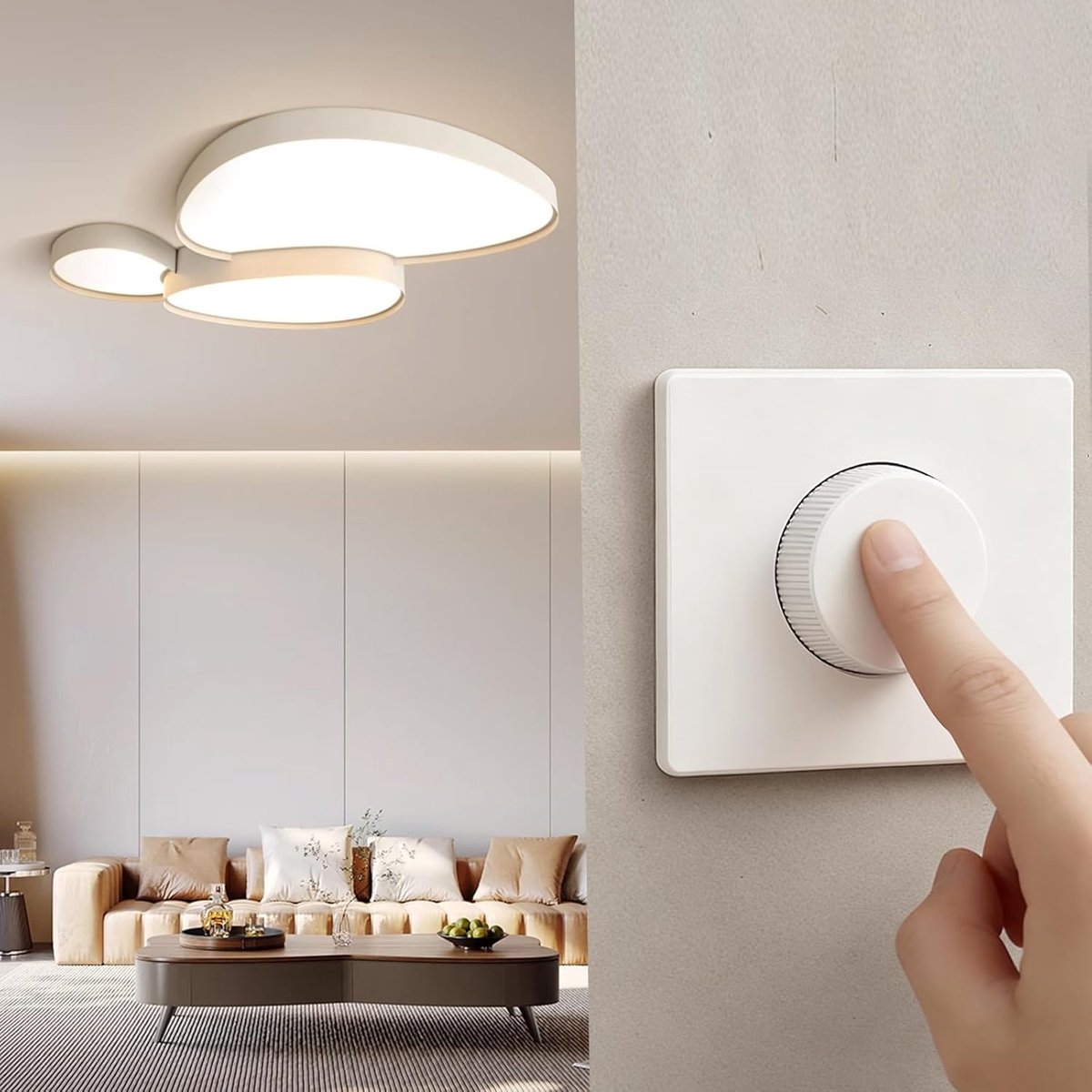SnelShoppen - Dimmer voor LED-lampen, Geschikt voor Dimbare LED-verlichting, Eenvoudige Installatie, Voor Woonkamer, Slaapkamer, Keuken, Feesten, Ener