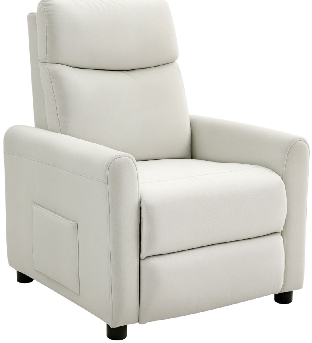 FloraGrace Relaxfauteuil – Handmatig Verstelbaar Tot 145° – Met Armleuningen, Voetensteun En Zijvakken – Voor Woonkamer En Leeshoek – Stof – Cream White