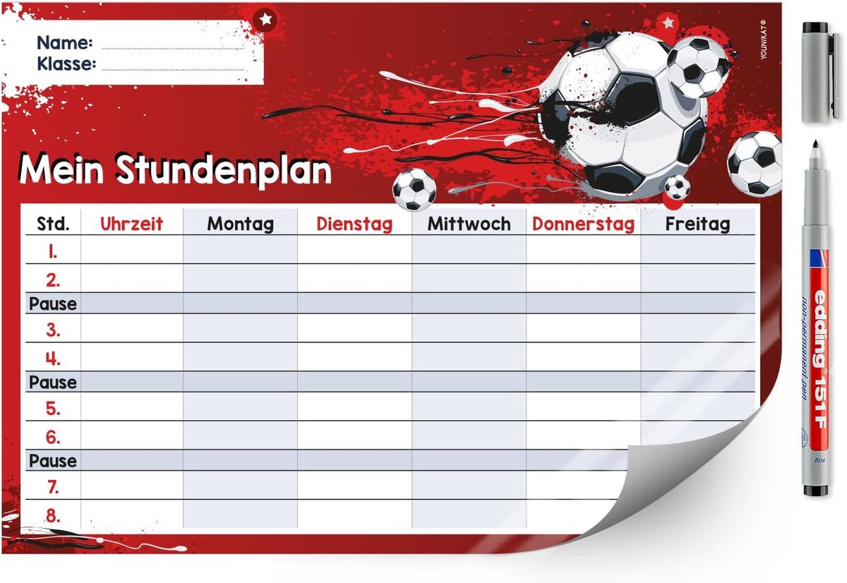 Voetbalkalender DIN A4 - Uitwisbaar - Voor jongens en tieners - Perfect voor planning - ShopVlot