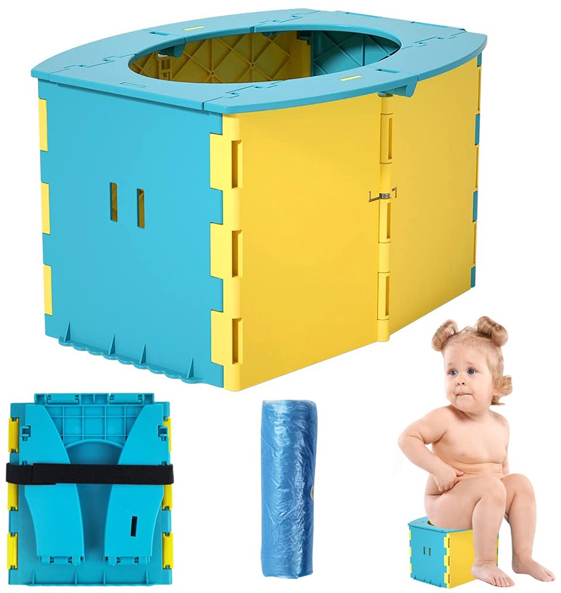 Draagbaar kindertoilet - inklapbare toiletbril - 10 wegwerpzakken - ideaal voor potjestraining - ShopVlot