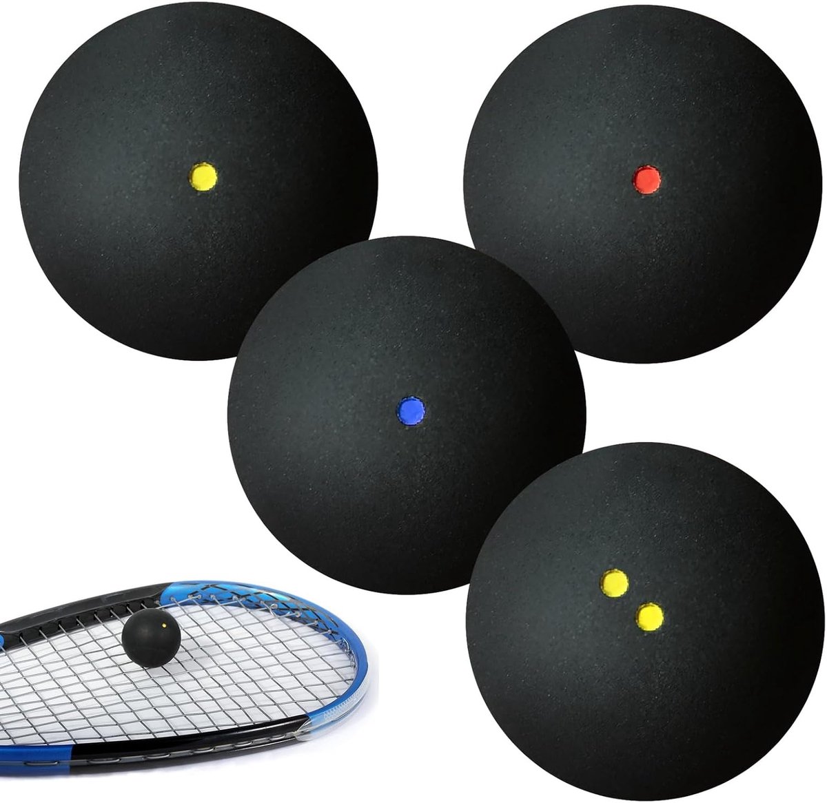 Squashballen set van 4 - Hoogwaardige rubber - Voor training en wedstrijden - ShopVlot