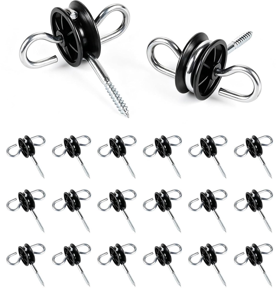 Dubbele haak-ringisolatoren 20 stuks - hoogwaardig PP-koolstofstaal - UV-bestendig - ShopVlot